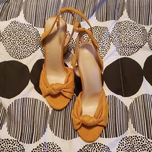 Mustard blocked heels